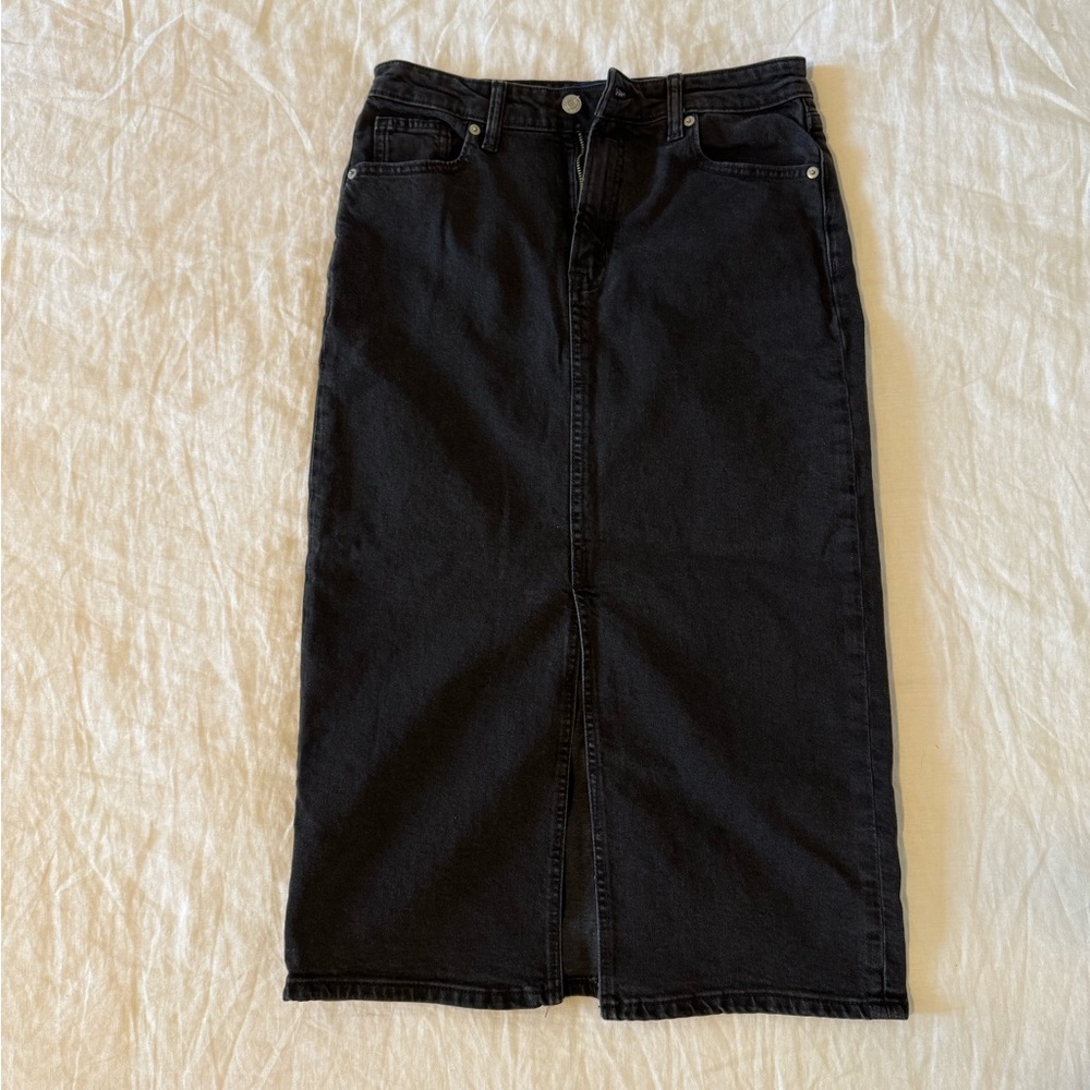 GAP Black Pencil Denim Midi Skirt